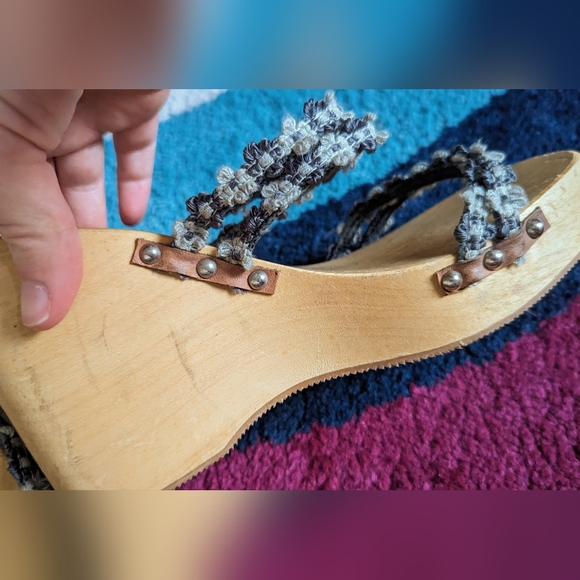 Platform Wooden Wedges with Floral Straps - Picture 9 of 15